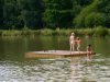Raft and fishing on the lake 