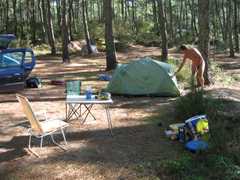 Arna putting up tent