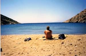 Jan on Greek beach Jan on Greek beach