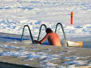 Ice swimming in winter