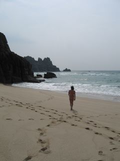 Jan walking on Pedn