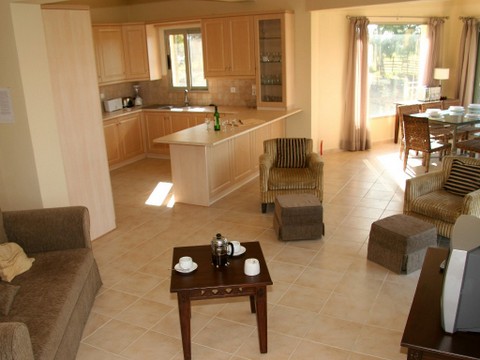 The living area leading into the kitchen
