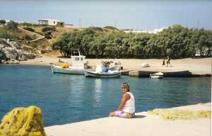 Jan on pier at Koufonisia